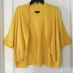 Verve Ami bright yellow knit shrug, short sleeve, size 2X, like new